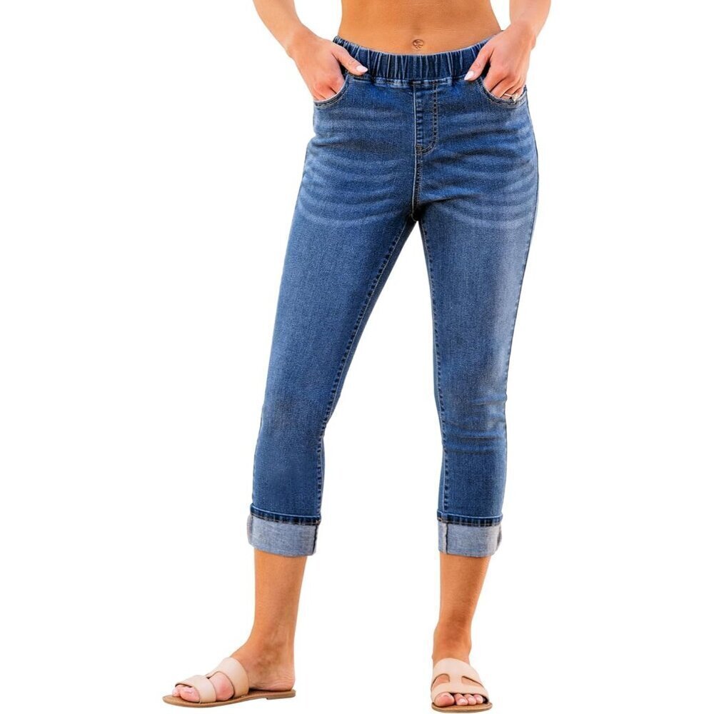 Pull On Jeans Women High Waist Skinny Crop Denim Stretch Summer Casual
